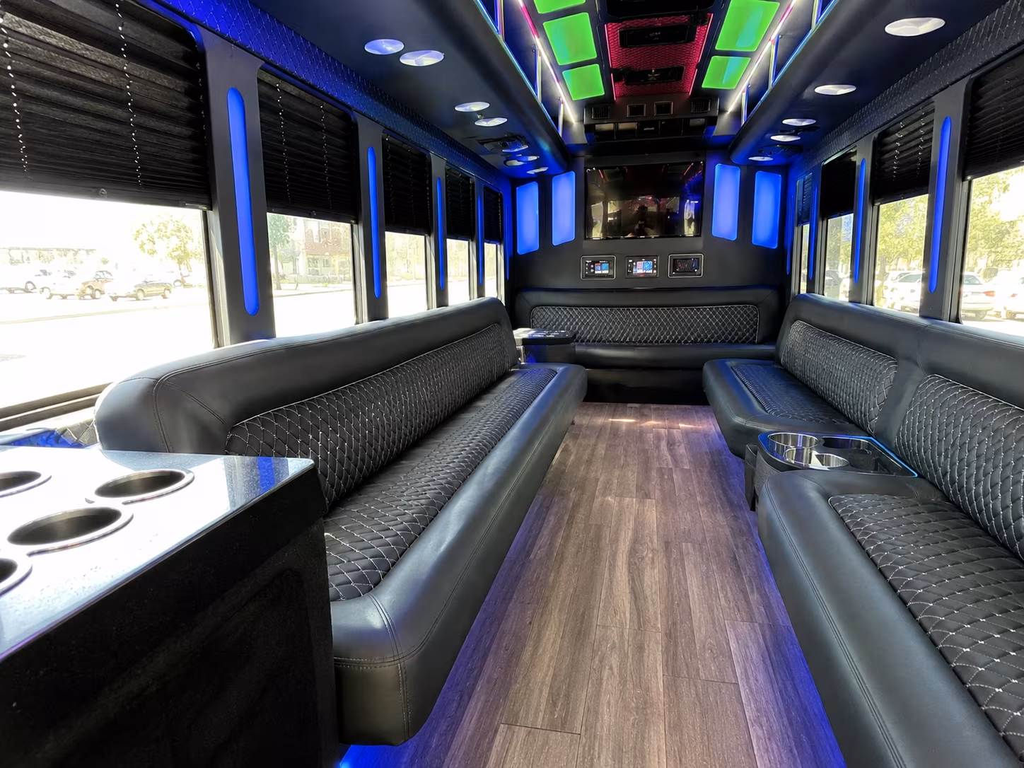 beaumont 15 passenger party bus inside