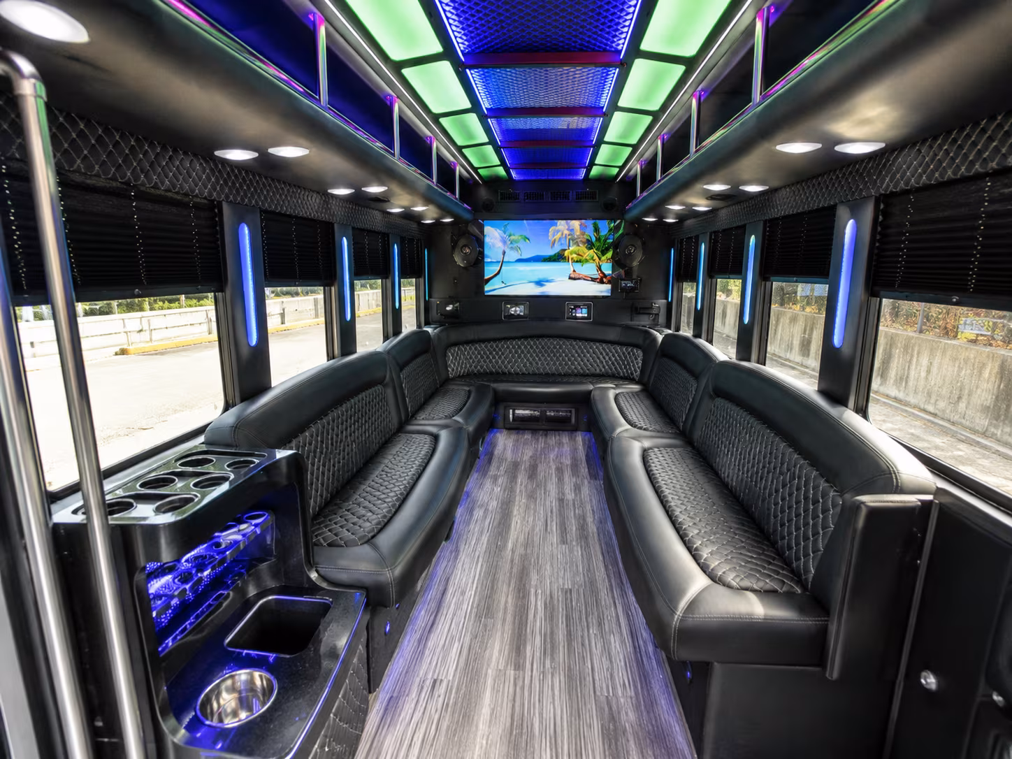 beaumont 18 passenger party bus inside