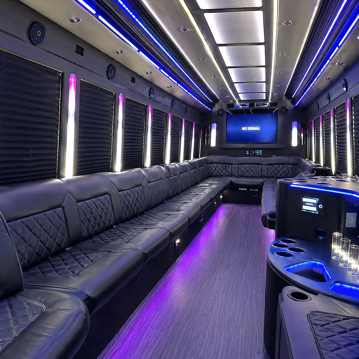 beaumont 30 passenger party bus inside
